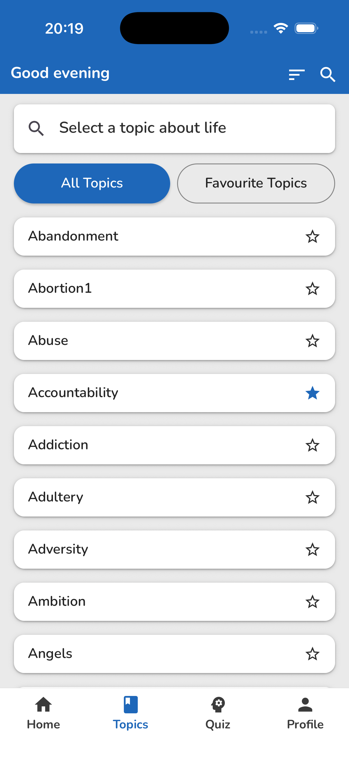 Bible Topics topic catalogue